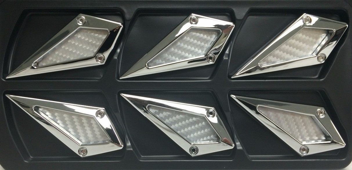 Silver CarbonFiber Stick-On Diamond Style Side Vents 6 Piece Kit